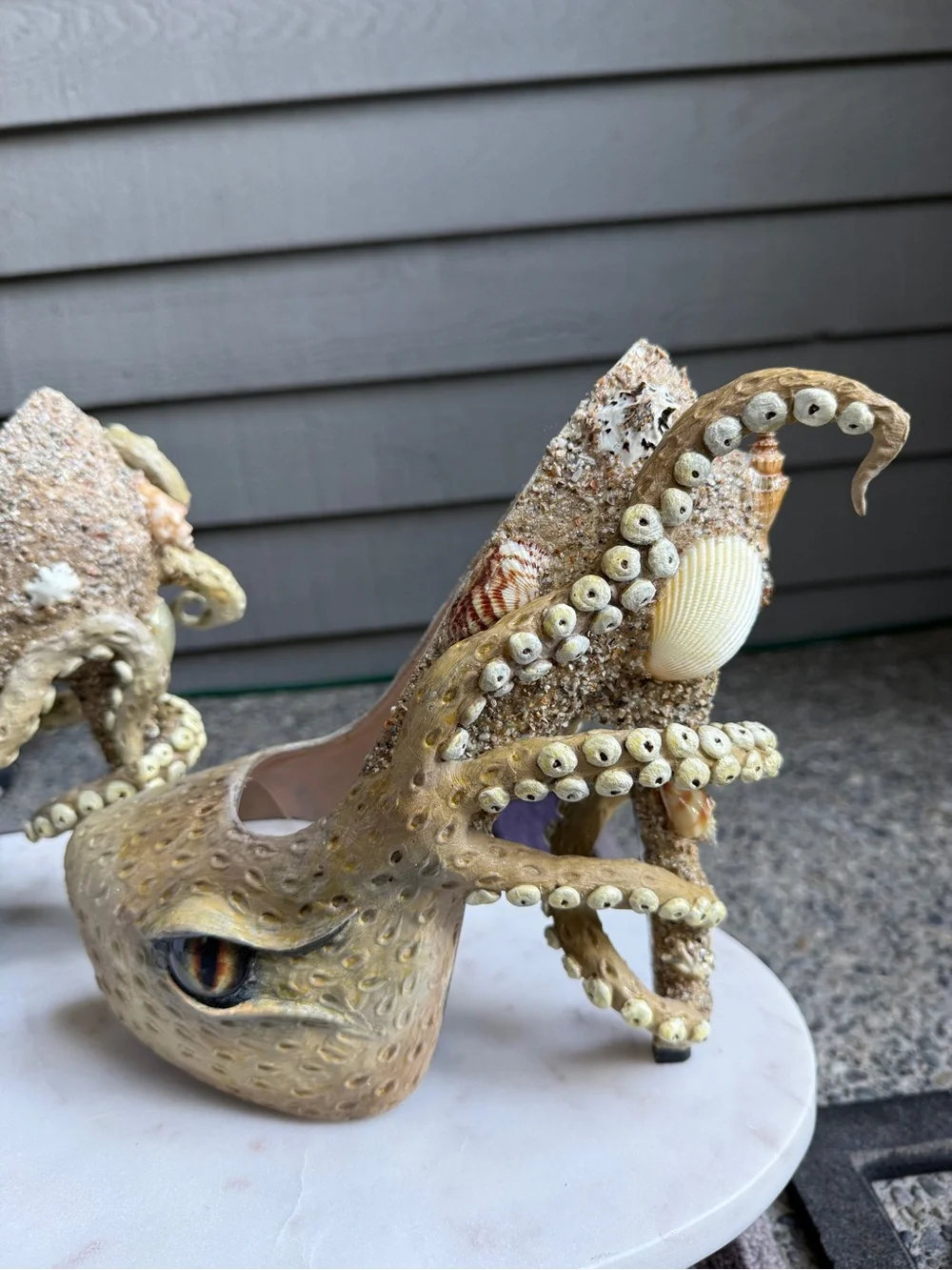 Octopus Tentacle Platform Heels in Sand